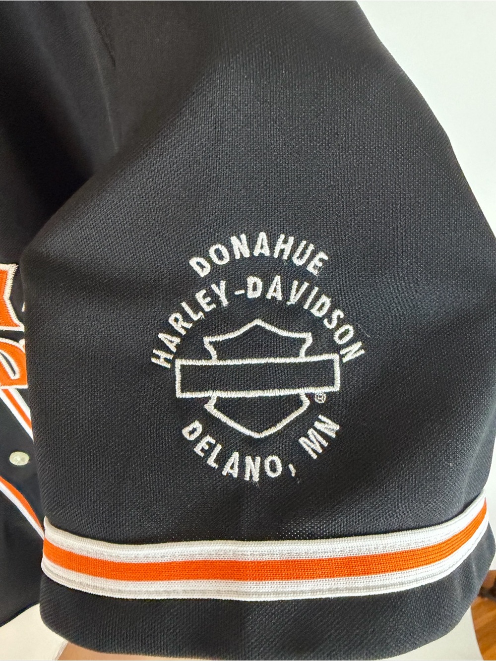 Harley-Davidson Black Orange Baseball Jersey Men’s/Women’s Motorcycle Shirt - Picture 4 of 8